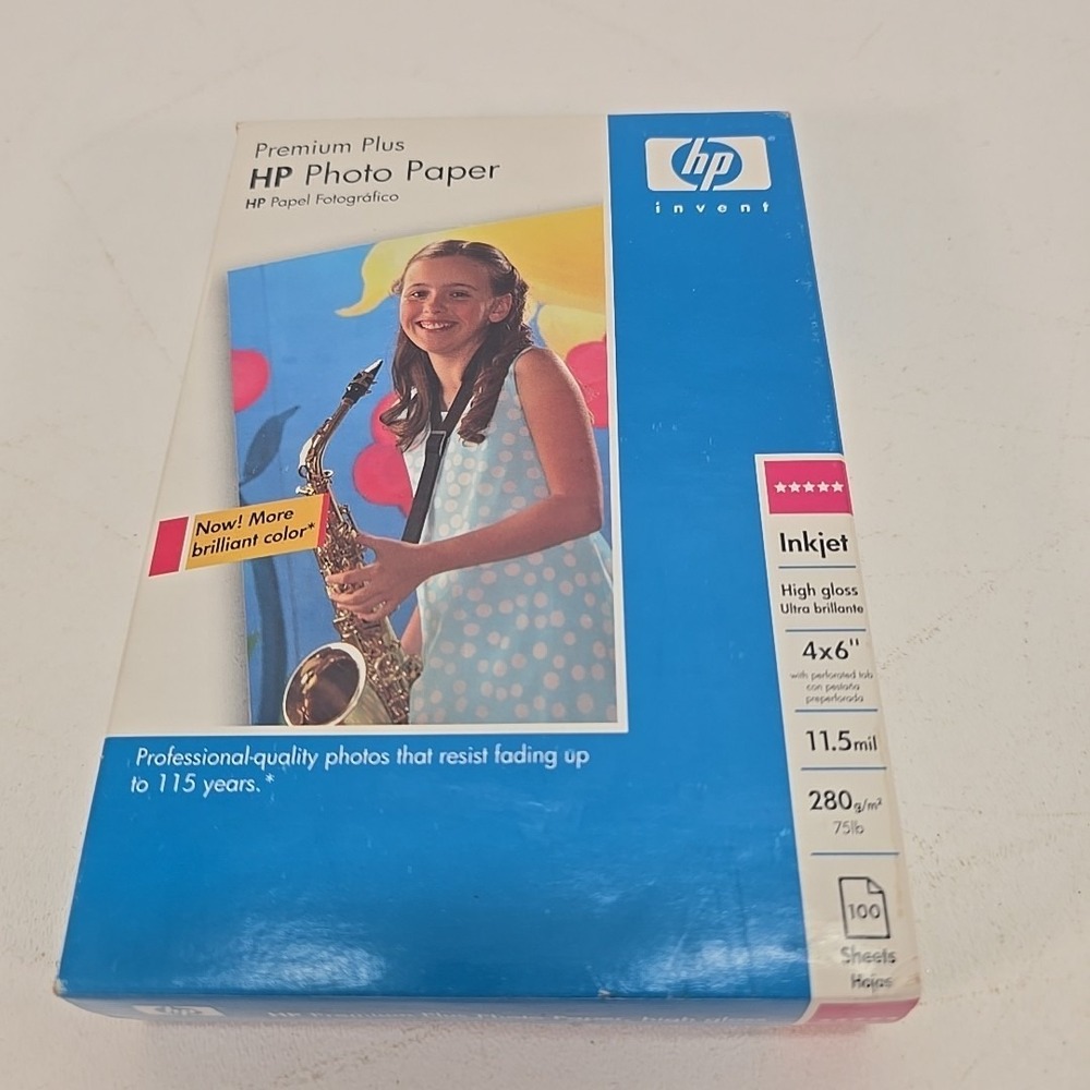 Genuine HP Q5431A Premium Plus Photo Paper Glossy for Inkjet 4x6 100 Sheets/Box